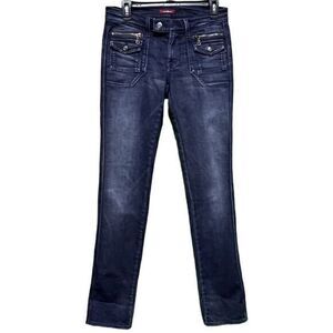 7 for All Mankind‎ Women's Jeans Straight Leg Low Rise Zip Pockets Blue Size 27